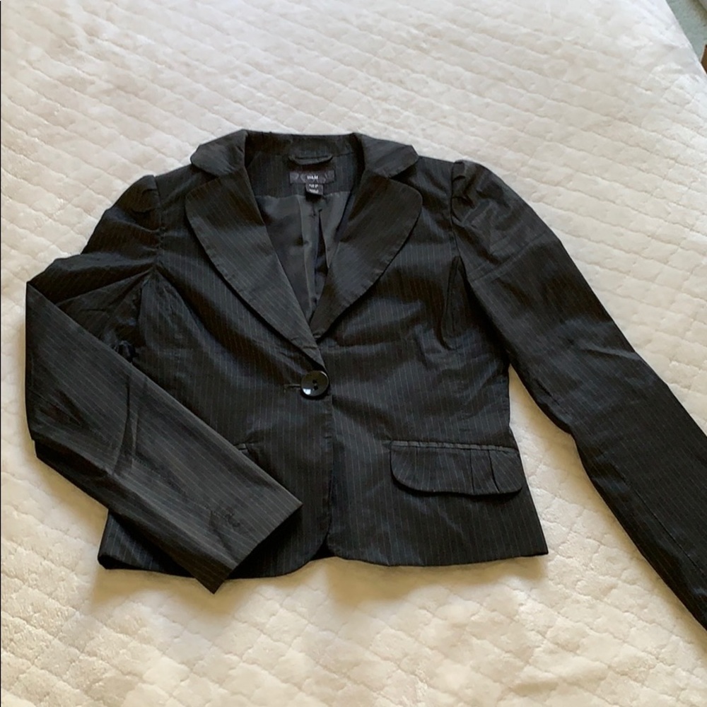 Blazer, black with silver stripes